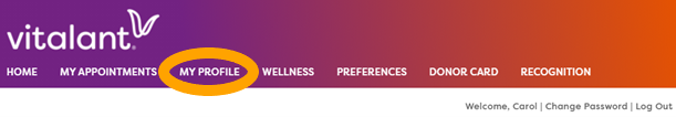 Click on my profile screen