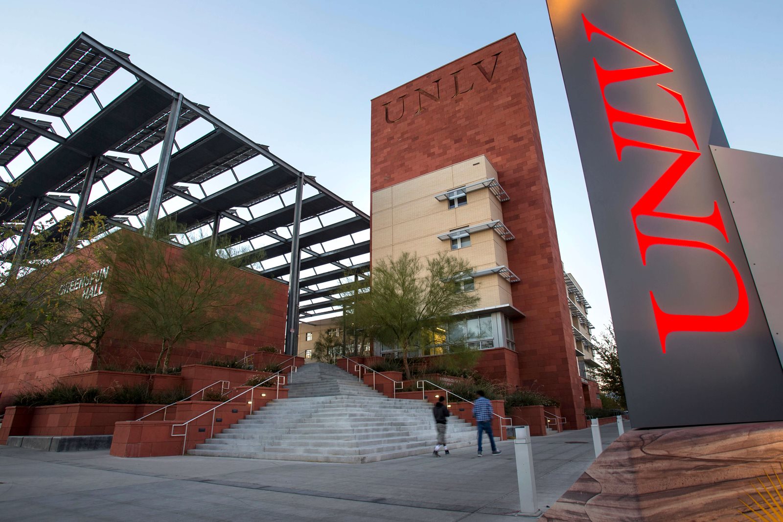 UNLV campus with UNLV sign prominent