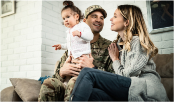 Military family sitting on a couch