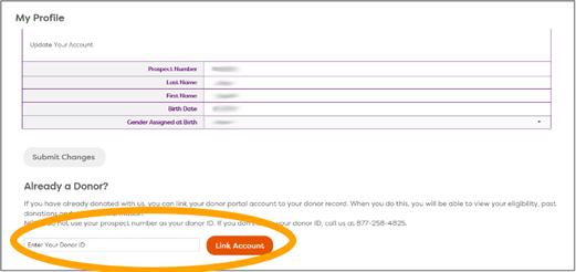 enter donor id screen