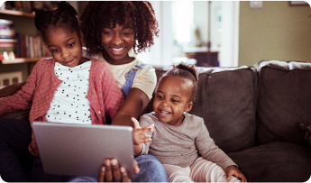 Family sitting on a couch