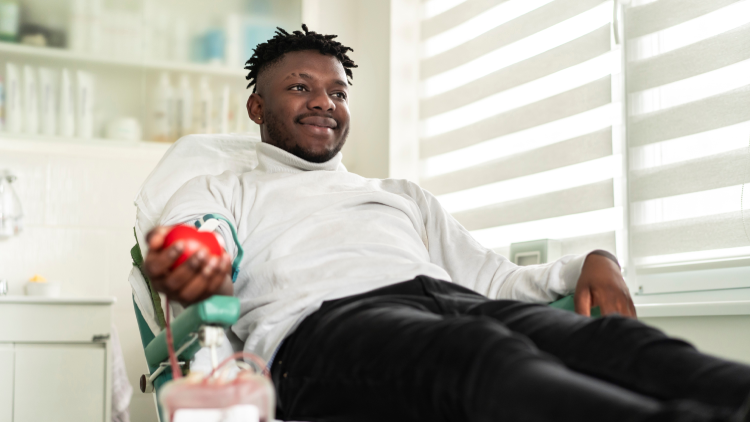 man donating blood