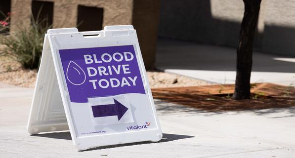 Blood drive today sign