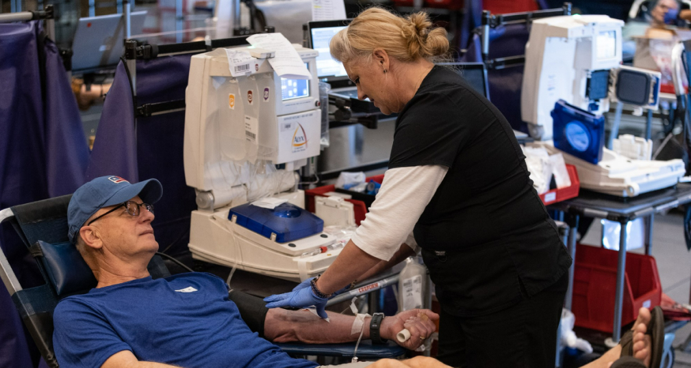 Man giving blood at Vitalant location